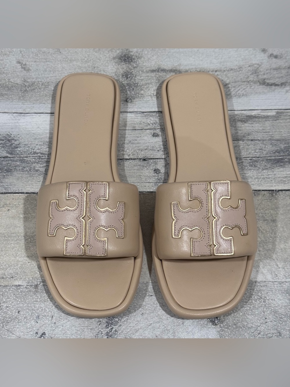 TORY BURCH Double T Sport Slide Sandal - Dolce De Leche - Sz - 10.5 .US Women’s - Picture 2 of 9